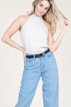 Hot Dante 6 Crepe Halter Top Mickey | Natural... | | Little Soho