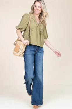 Outlet ba&sh Crepe Top Locky | Green... | | Little Soho