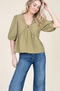 Outlet ba&sh Crepe Top Locky | Green... | | Little Soho