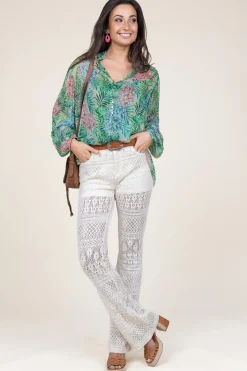 New Liu Jo Crochet Flared Pants Bartolo | White... | | Little Soho