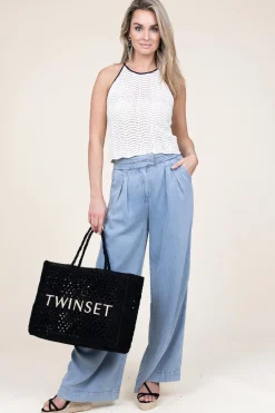 Fashion Twinset Crochet Shopper With Pouch Lois | Black... | | Little Soho