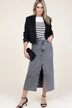 Hot Dante 6 Cropped Blazer In Linen Blend Acedia | Black... | | Little Soho