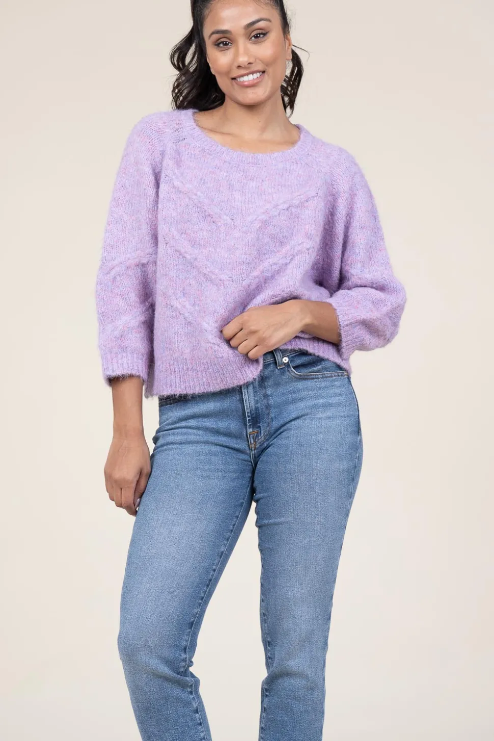Cheap Lollys Laundry Cropped Cable Sweater Tortuga | Purple... | | Little Soho