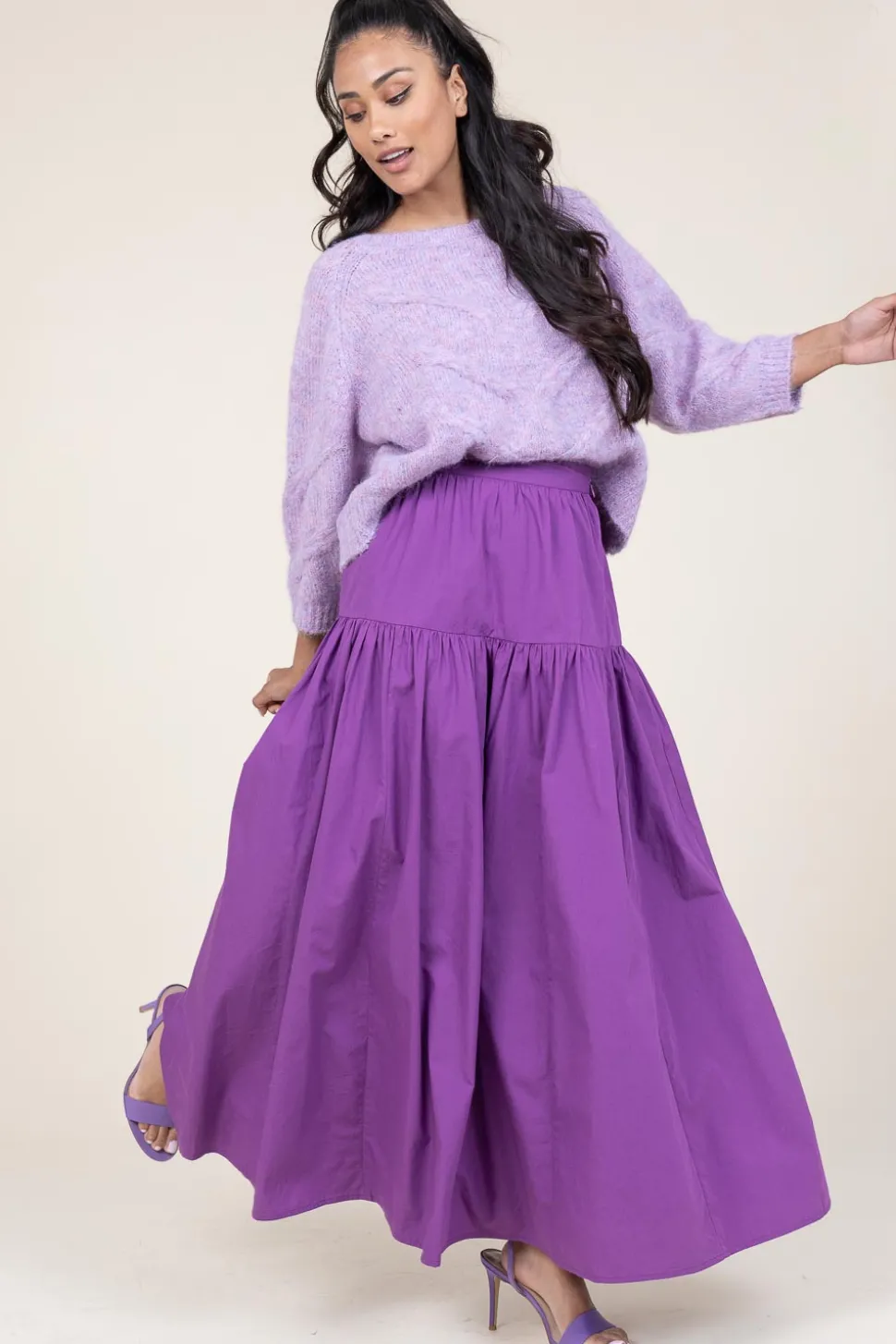 Cheap Lollys Laundry Cropped Cable Sweater Tortuga | Purple... | | Little Soho