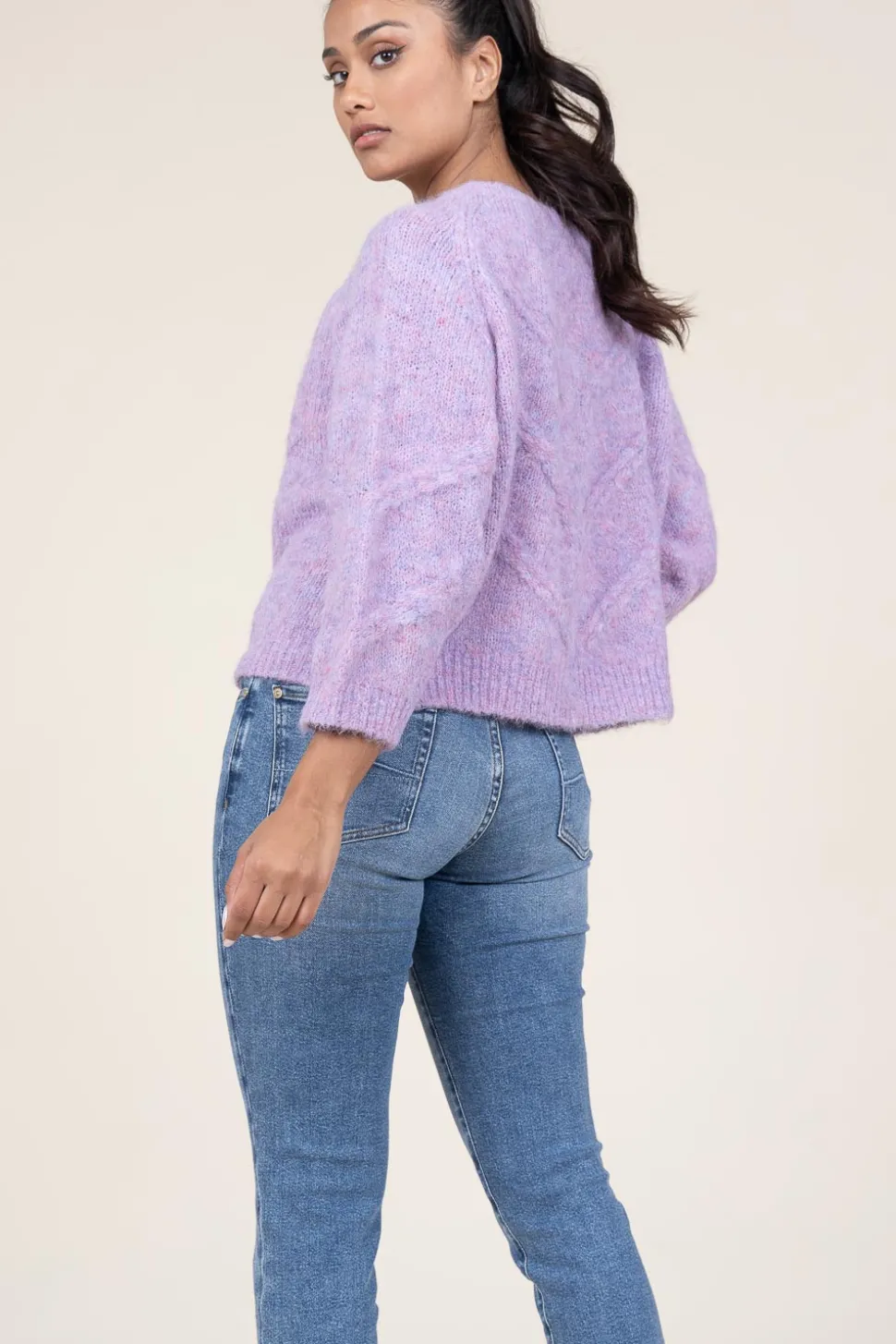 Cheap Lollys Laundry Cropped Cable Sweater Tortuga | Purple... | | Little Soho