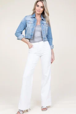 Discount Liu Jo Cropped Denim Jacket With Rhinestones Rinazzo | Blue... | | Little Soho