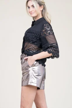 New Copenhagen Muse Cropped Lace Blouse Vitra | Black... | | Little Soho