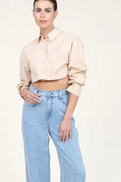 Outlet Patrizia Pepe Cropped Poplin Blouse Rosa | Natural... | | Little Soho