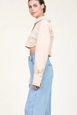 Outlet Patrizia Pepe Cropped Poplin Blouse Rosa | Natural... | | Little Soho