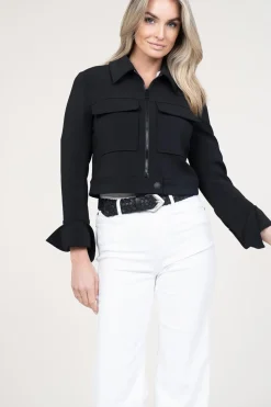 Outlet Patrizia Pepe Cropped Stretch Jacket Lucia | Black... | | Little Soho