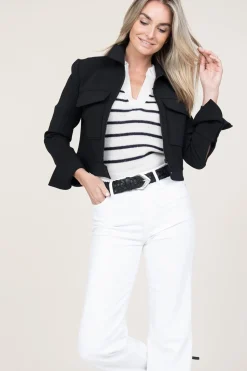 Outlet Patrizia Pepe Cropped Stretch Jacket Lucia | Black... | | Little Soho