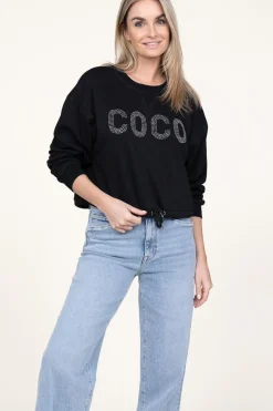 Fashion Co'Couture Cropped Sweater With Rhinestones Stone | Black... | | Little Soho