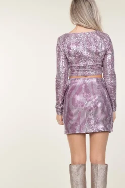 Fashion Liu Jo Cropped Top With Sequins Fully | Pink... | | Little Soho