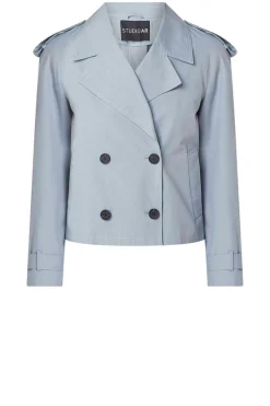 Clearance STUDIO AR Cropped Trenchcoat Samora | Blue... | | Little Soho