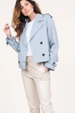Clearance STUDIO AR Cropped Trenchcoat Samora | Blue... | | Little Soho