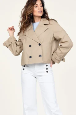 Fashion STUDIO AR Cropped Trenchcoat Samora | Beige... | | Little Soho
