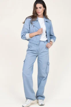 Discount IRO Denim Biker Jacket Omaj | Blue... | | Little Soho