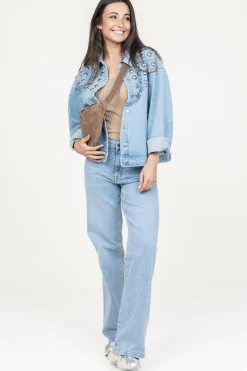Outlet Berenice Denim Jacket With Studs Vivi | Blue... | | Little Soho
