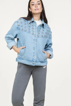 Outlet Berenice Denim Jacket With Studs Vivi | Blue... | | Little Soho