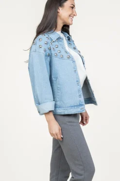 Outlet Berenice Denim Jacket With Studs Vivi | Blue... | | Little Soho