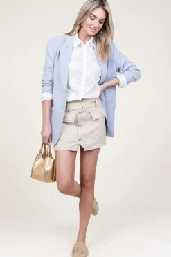 Clearance Liu Jo Denim Mini Skirt Bottoni | Beige... | | Little Soho