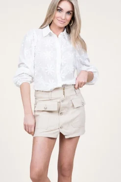 Clearance Liu Jo Denim Mini Skirt Bottoni | Beige... | | Little Soho