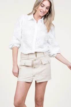 Clearance Liu Jo Denim Mini Skirt Bottoni | Beige... | | Little Soho