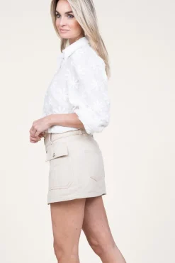 Clearance Liu Jo Denim Mini Skirt Bottoni | Beige... | | Little Soho
