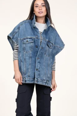 Online Co'Couture Denim Poncho Darin | Blue... | | Little Soho