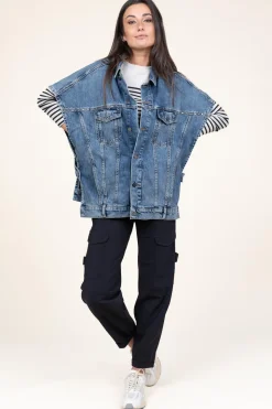 Online Co'Couture Denim Poncho Darin | Blue... | | Little Soho