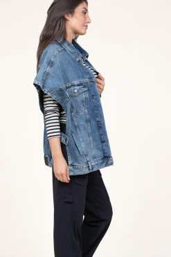 Online Co'Couture Denim Poncho Darin | Blue... | | Little Soho