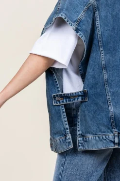 Online Co'Couture Denim Poncho Darin | Blue... | | Little Soho