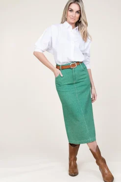 Fashion American Vintage Denim Skirt Tineborow | Green... | | Little Soho