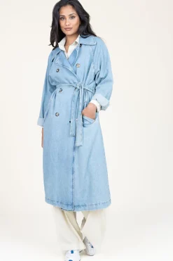 Clearance Liu Jo Denim Stretch Trenchcoat Raglan | Blue... | | Little Soho