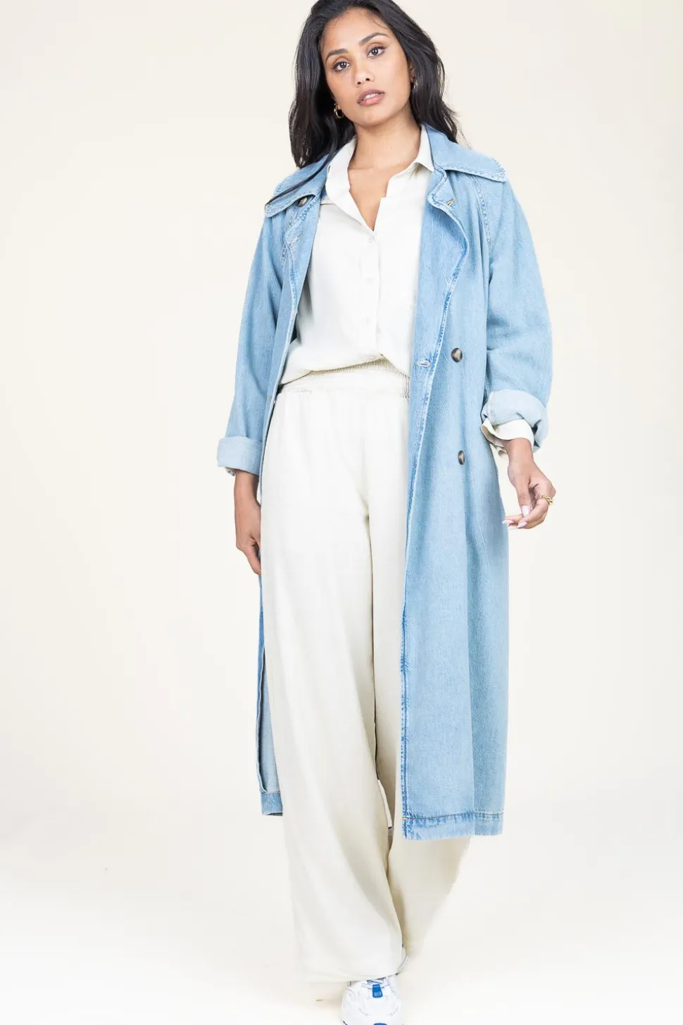 Clearance Liu Jo Denim Stretch Trenchcoat Raglan | Blue... | | Little Soho