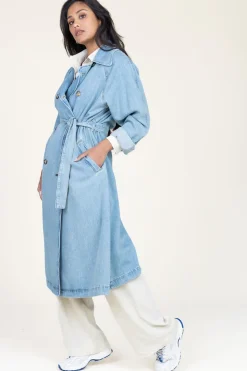 Clearance Liu Jo Denim Stretch Trenchcoat Raglan | Blue... | | Little Soho