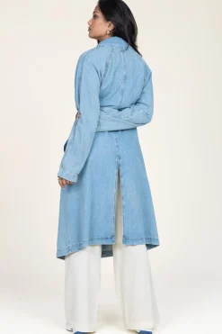 Clearance Liu Jo Denim Stretch Trenchcoat Raglan | Blue... | | Little Soho
