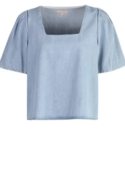 Fashion 45374 Denim Top With Puffed Sleeves Delhi | Blue... | March23 | Little Soho
