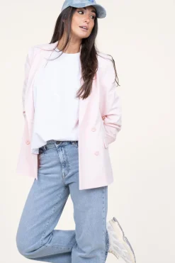 Hot Dante 6 Double-Breasted Stretch Blazer Odille | Pink... | | Little Soho