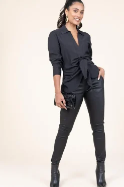 Online Dante 6 Draped Modal Mix Top Pancy | Black... | | Little Soho