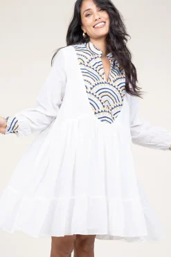 Fashion Greek Archaic Kori Dress With Embroidery Alexa | White... | | Little Soho