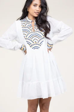 Fashion Greek Archaic Kori Dress With Embroidery Alexa | White... | | Little Soho