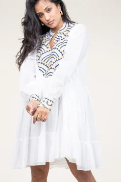 Fashion Greek Archaic Kori Dress With Embroidery Alexa | White... | | Little Soho