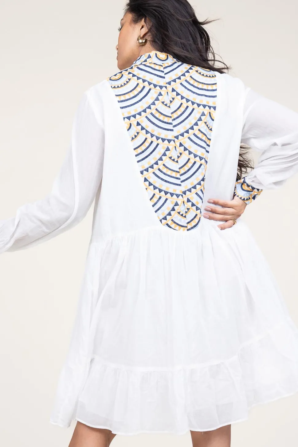 Fashion Greek Archaic Kori Dress With Embroidery Alexa | White... | | Little Soho