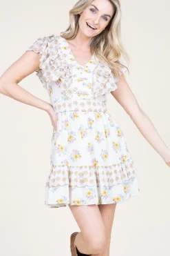 Online Berenice Dress With Floral Print Roro | White... | | Little Soho
