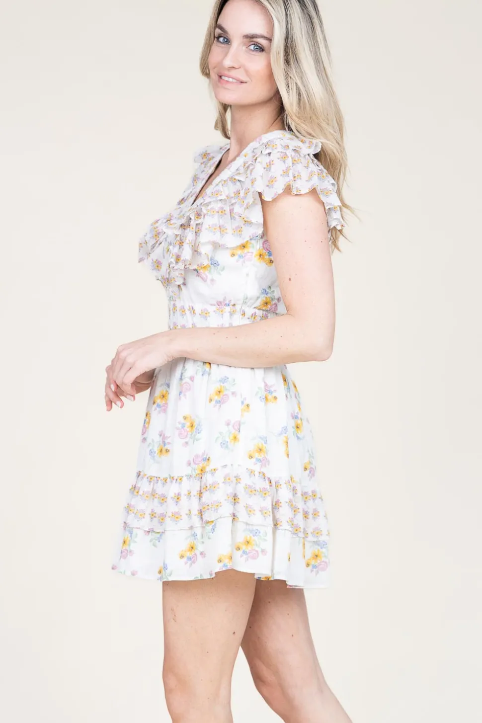 Online Berenice Dress With Floral Print Roro | White... | | Little Soho