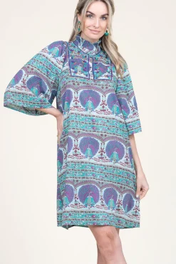New Antik Batik Dress With Print And Embroidery Tala | Blue... | | Little Soho