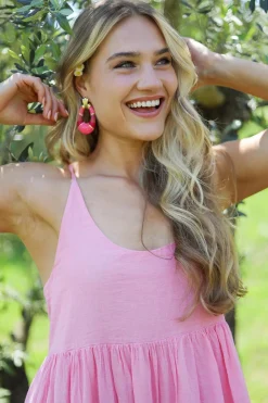 Best Sale Barong Barong Earrings Saphira Fleur De Lis | Pink... | | Little Soho