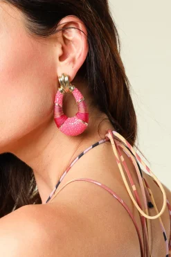 Best Sale Barong Barong Earrings Saphira Fleur De Lis | Pink... | | Little Soho
