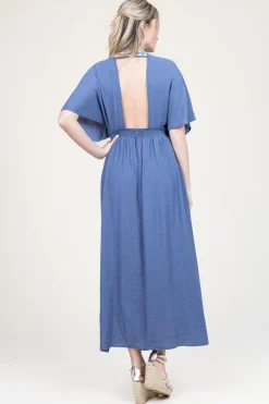 Shop Louizon Ecovero Maxi Dress Idea | Blue... | | Little Soho